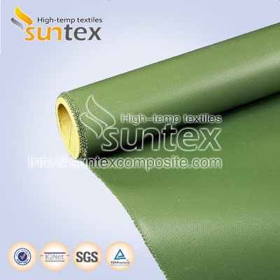 Fire Proof Green Double Sided Fiberglass Insulation Coated Fire Blanket Waterproof